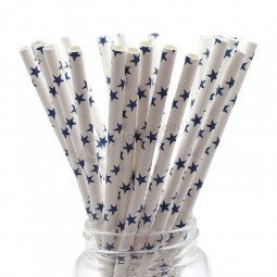 OEM Custom Made Food Grade Beef Paper Straws Colorful Star Paper Straw