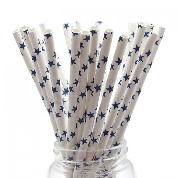 OEM Custom Made Food Grade Beef Paper Straws Colorful Star Paper Straw