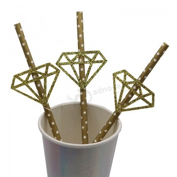 Biodegradable Paper Straws Party Decoration dot Striped Drinking Straws