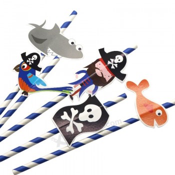 Eco-friendly Decorative Paper Colored Drinking Straws With Related Pirate Design