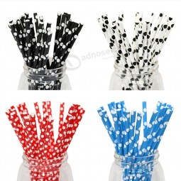 High Quality Disposable Patterned Paper Drinking Straws Flexible For Party