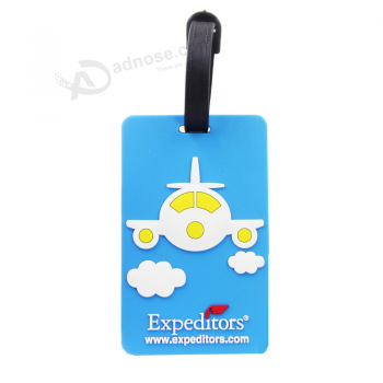 Advertising rubber baggage tag schoolbag tag with embossed logo