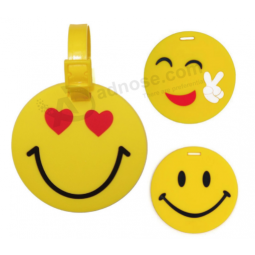 Tag de endereço de nome engraçado de bagagem de borracha de silicone macio emoji tag