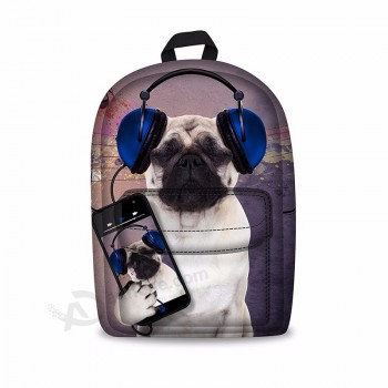Diy 3d dog picture printing mochila saco de escola do jardim de infância