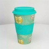 350ML Bamboo Custom logo Biodegradable  Coffee Milk Cup Office use