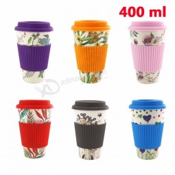 Children Tableware Reusable Bamboo Fiber Coffee Cup Summer Office Leisure Travel Coffee Mugs With Lid