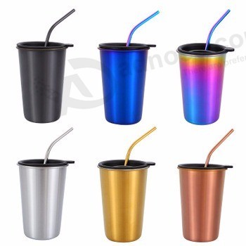 Multi-color stainless steel travel mug with lid