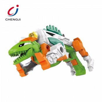 Children educational toy plastic diy dinosaur with light and sound