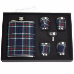 Custom PU Leather Stainless Steel Hip Flask Gift Set