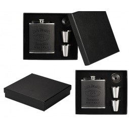 7Unze Stainless Steel Leather Wrapped Hip Flask Gift Set