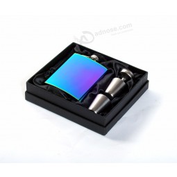 Electroplated Stainless Steel Metal Colorful Hip Flask Gift Set