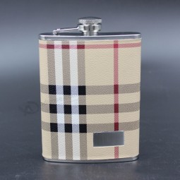 PU Leather customize color stainless steel hip flask gift set