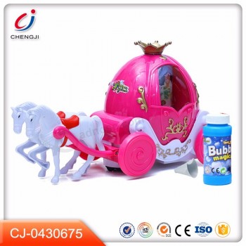 Latest electric carriage toys musical soap bubble machine with light