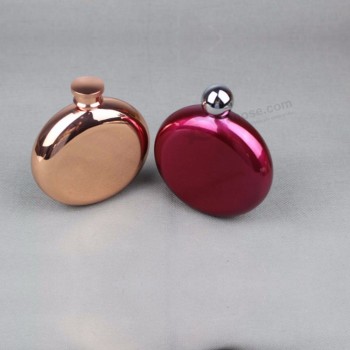 Electroplating round shape stainless steel hip flask