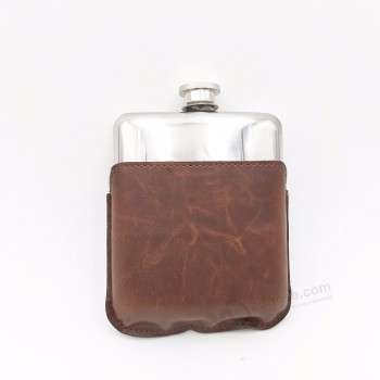 Portable PU Leather stainless steel hip flask