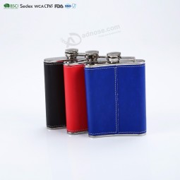 PU leather cover stainless steel 8oz hip flask