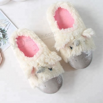 Custom cute warm animal plush toy slippers unicorn shoes