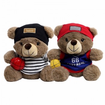 custom cute soft sports plush basketball teddy bear with shirt and logo