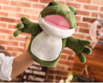 Educational animal toy show custom frog plush hand puppet