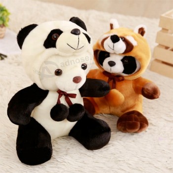 Novo 2019 design personalizado festa de pelúcia brinquedos panda panda com roupas