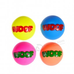 Woof Letter Printing Durable Squeaky Ball Rubber Dog Toy Leaking Food Ball for Dog Toy