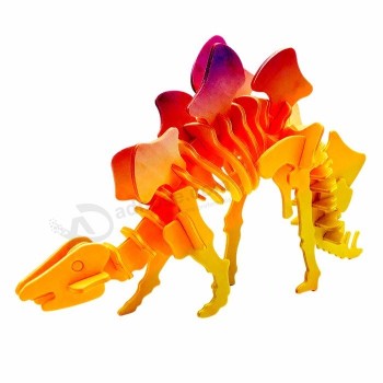 Modèle d'assemblage de dinosaure bas moq 3d puzzle jouet en bois personnalisé