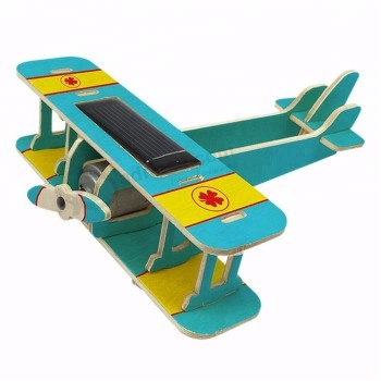 Wooden Toys Kids Educational Solar Airplane Toys Custom