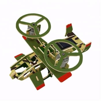 Solar Powered Rotating Plane Puzzle 3D Educational Wooden Toys Custom