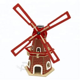 Laser Cut Solar Windmill Puzzle DIY Education Toy Custom