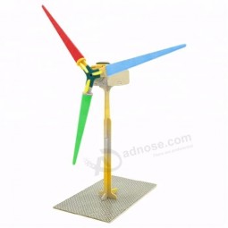 Wooden Solar Windmill Toys Children Educational Puzzle Toys Custom