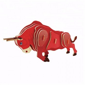 Kids diy bull toy 3d puzzle de madeira personalizado