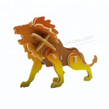 Madeira quebra-cabeça 3d leão crianças brinquedos educativos personalizados