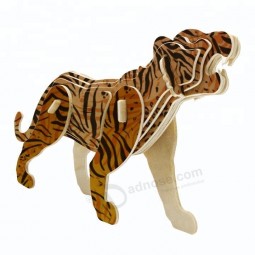 Kids Tiger Assembly Toy 3D Wooden Puzzle Animals Custom