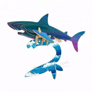 Sea ​​life bricolage requin 3d puzzle kid puzzle en bois sur mesure