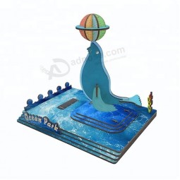 Wooden Dolphin Puzzle Solar Powered Dancing Toy Custom