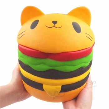 Pu macio hambúrguer squishy jumbo cat fabricante de espuma de hambúrguer