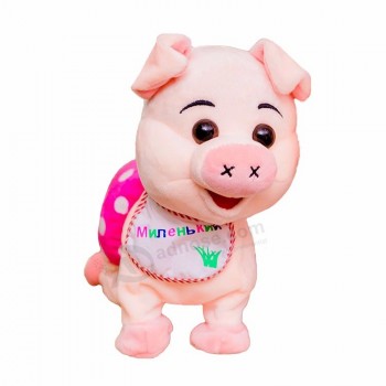 Op grote schaal te verkopen in de VS-markt batterijgestuurde elektrische pluche varken speelgoed zachte pop voor kinderen wandelen en zingen speelgoed