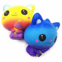 Galaxy cat squishy lento aumento de helado de arco iris para la promoción