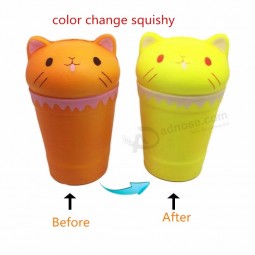 Squishy animal chat café température changement de couleur magie soulagement du stress pu jouets