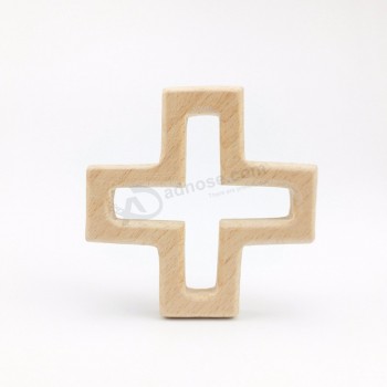 Pendentif en bois de hêtre naturel croix latérale pour bracelet
