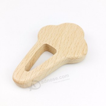 Chewable Wooden Pendant Ice Cream Teether for Baby Biting