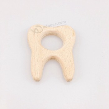 Benutzerdefinierte Logo Holz Anhänger Baby Zähne Form aus Holz sensorische Beißring benutzerdefinierte