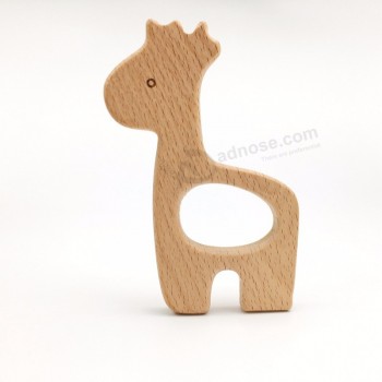 Madera de haya jirafa grande en forma de diy de madera mordedor para bebé juguetes personalizados