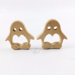 Wooden Penguin Teething Wood DIY Necklace Pendant Baby Teether DIY Crafts Teether Toys
