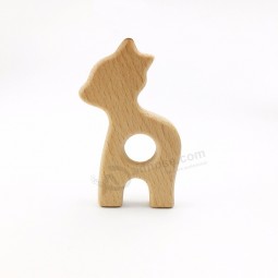 Beuken houten kleine alpaca dier fawn baby bijtring tandjes speelgoed