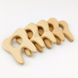 Natural Wooden Tooth Shaped Baby Teether Teething Toy Custom