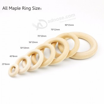 50Mm Organic Maple Wooden Ring Hanging Accessories Toys Bayby Teething Play Gym Stroller