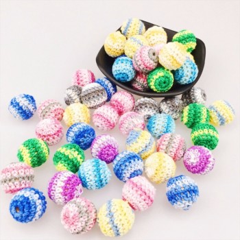 20мм Wooden Mix Color Crochet Round Beads Teething Accessories for Baby