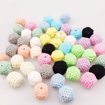 Perles octogonales en coton au crochet en bois pour jouets de dentition pour bébé