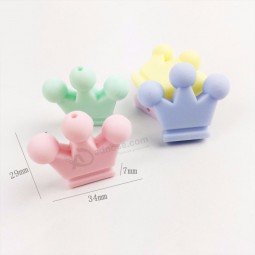 Soft Baby Necklace Chewable Teething Pendant Silicone Crown Beads For Jewelry
